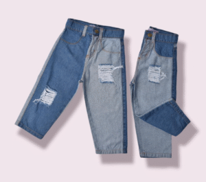 jean mom bicolor con roturas