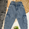 pantalón baggy de jean (unisex) con bolsillos cargo