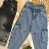 pantalón baggy de jean (unisex) con bolsillos cargo
