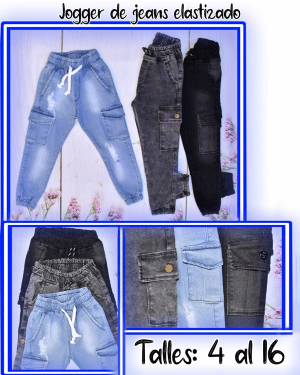 jogger cargo de jean elastizado